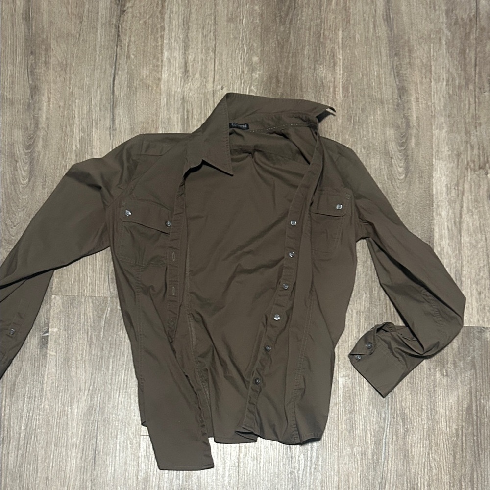 Express Women's Olive Button Down Shirt